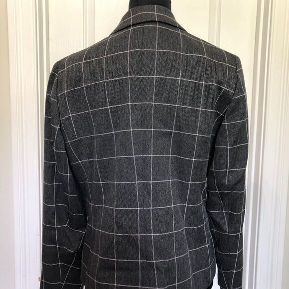 Le Suit Womens Blazer 10 Petite Gray Suit Checkered One Button Front Pocket NWT - Picture 5 of 12